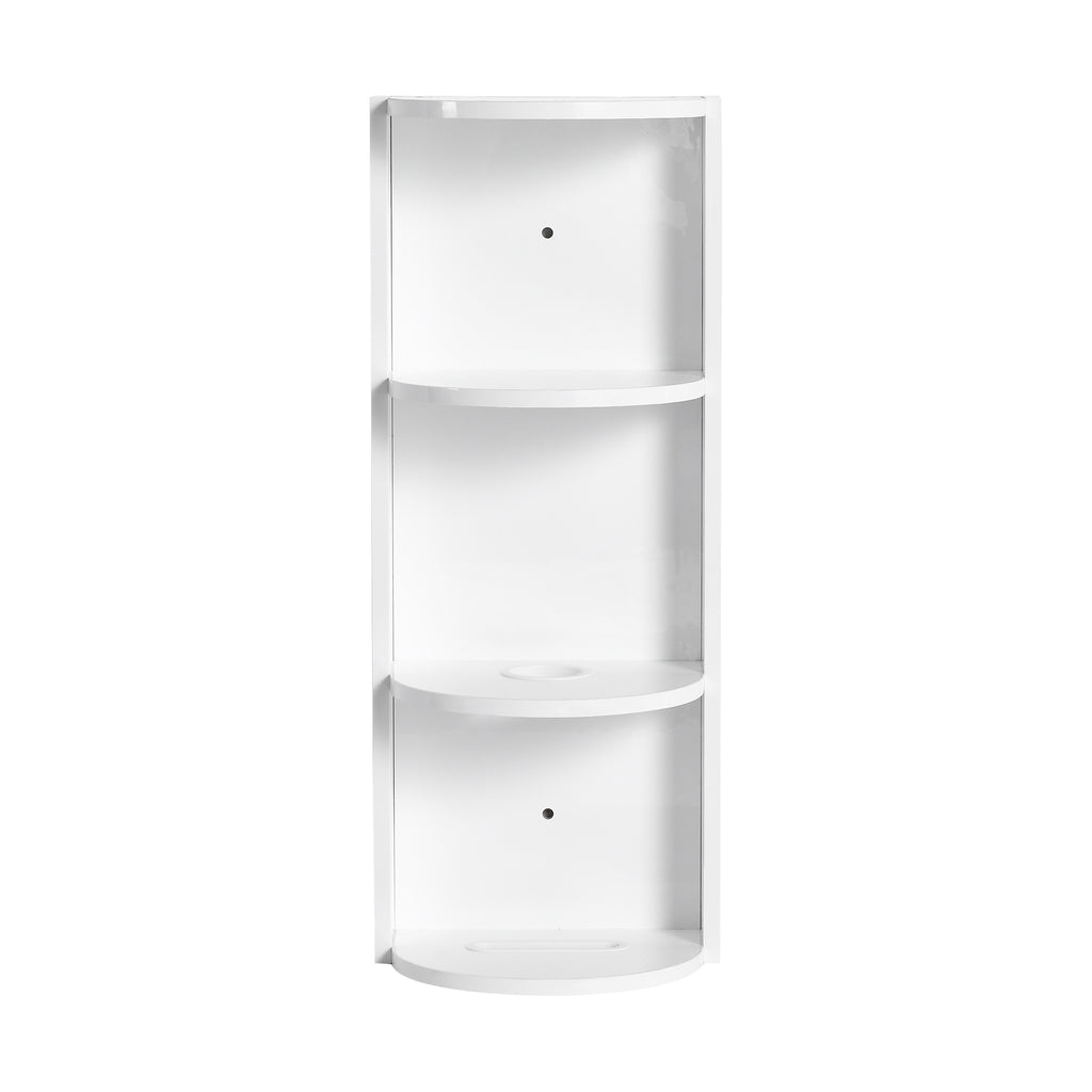 Glossy White 12' Bathroom Wall-Mounted Storage Rack with Float Mounting Design, Durable Plywood