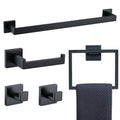 5-Piece Bathroom Hardware Accessories Set | Towel Bar, Wall Mounted, Matte Black