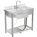 Stainless Steel Outdoor Utility Sink with Workbench & Storage | 39 in., 360° Faucet